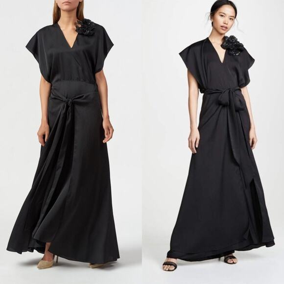 Nina Ricci Flower Gown Black - Picture 1 of 12